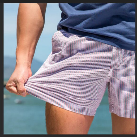 Chubbies‎ The 508’s Seersucker Shorts Red White Blue Stripe Patriotic Medium 5" - Picture 1 of 12